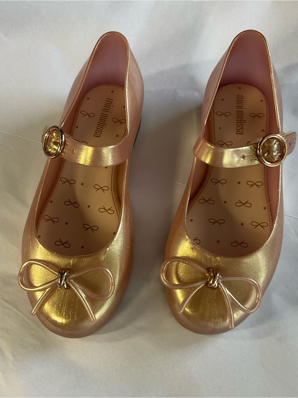 Mini Melissa Sweet Love Rose gold Girl Ballet Flats Size 11 - Picture 4 of 12